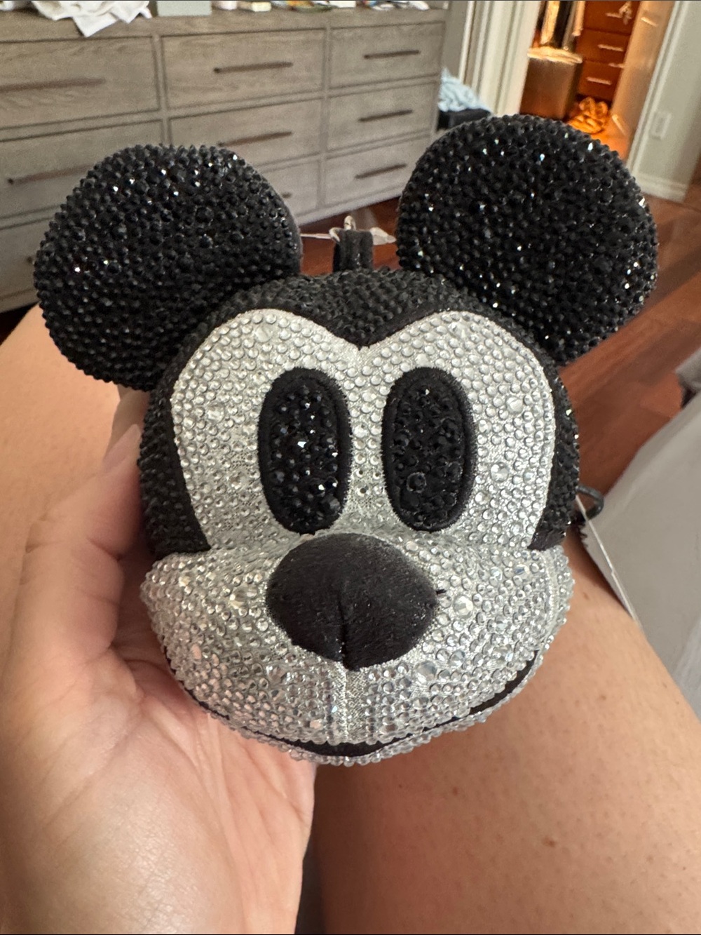 Aldo Black & Silver Rhinestone Mickey Coin Purse. Crossbody purse new.
